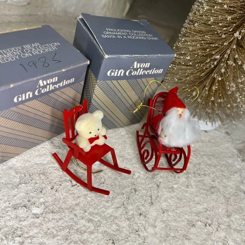 Avon gift collection Santa and Teddy in Rocker